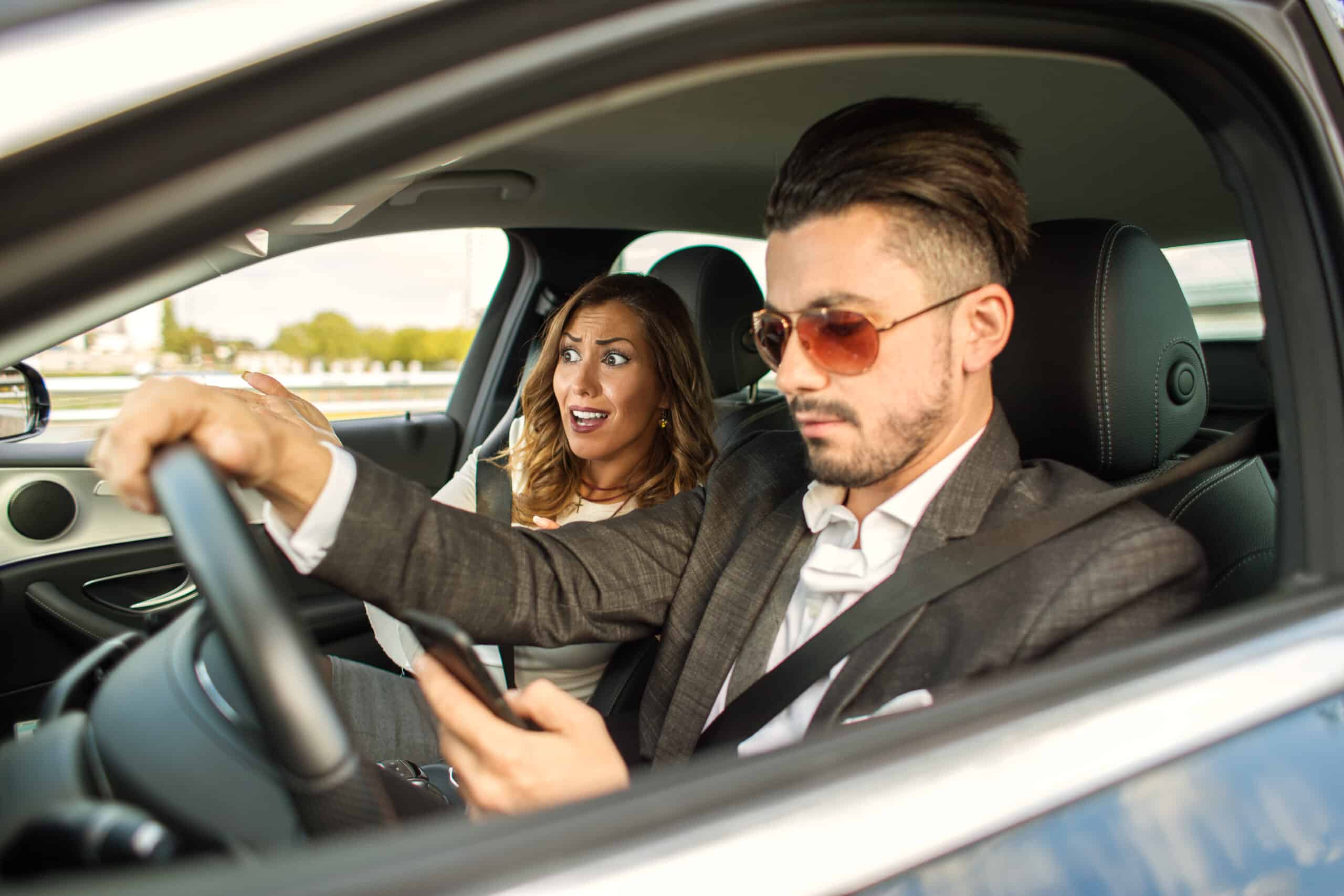 Distracted driver texting while driving