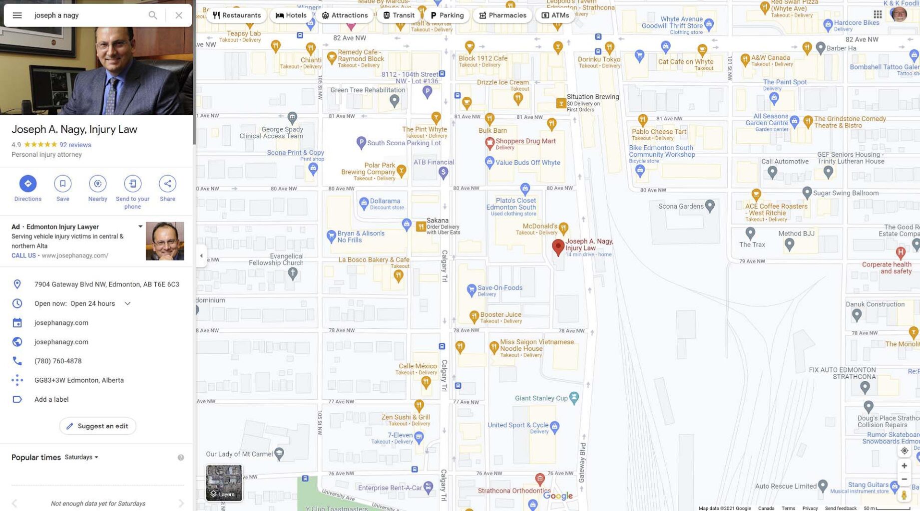 Joseph A. Nagy Injury Law, Google Map and Reviews